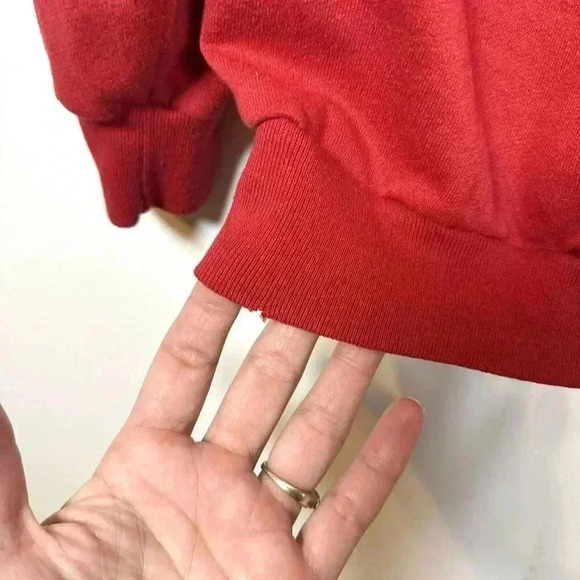 Vintage Merry Christmas Sweater Women XL Red Crew Neck Sweatshirt 90s Cotton - Picture 8 of 10